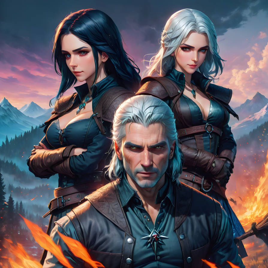 The Witcher Geralt Of Rivia And Ciri And Yennefer by AlphaBlade13579 on ...