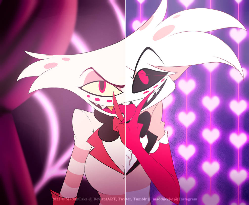 Pilot vs Series - Angel Dust by MaddiiCake on DeviantArt