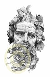 Poseidonas B+W Head,Pencil drawing print A4 size