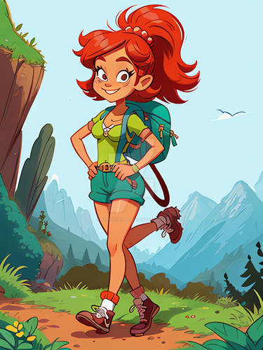 Cartoon 9053 Hiker Girl