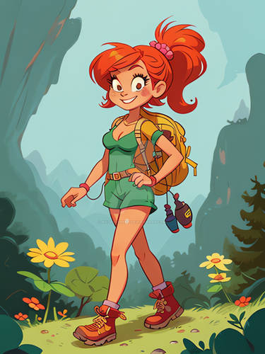 Cartoon 4127 Hiker Girl