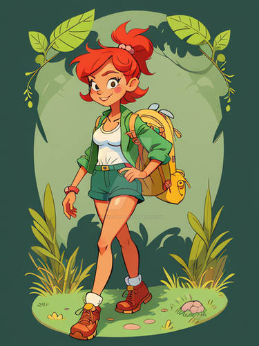 Cartoon 10684 Hiker Girl