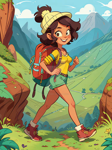 Cartoon 21922 Hiker Girl