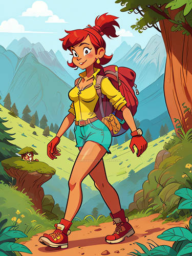 Cartoon 30241 Hiker Girl