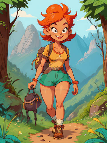 Cartoon 42307 Hiker Girl