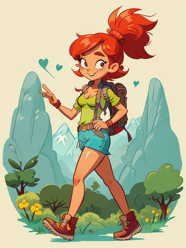 Cartoon 79189 Hiker Girl