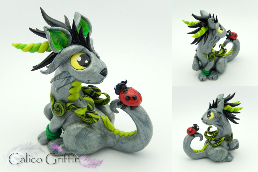 Silver Cayo Dragon - polymer clay sculpture