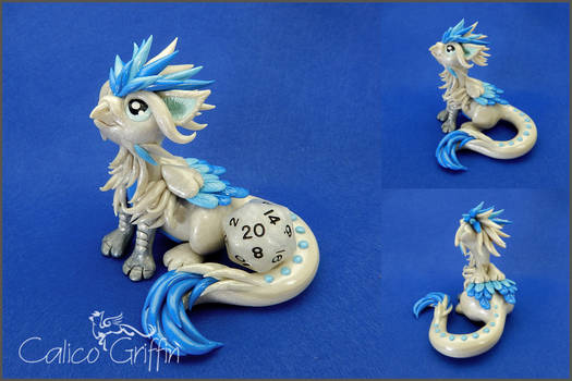 Frost the pearl-white griffin - polymer clay