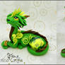 Green dice Cayo Dragon - polymer clay sculpture