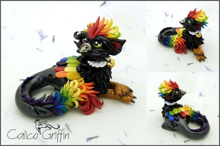 Arco the rainbow griffin - polymer clay