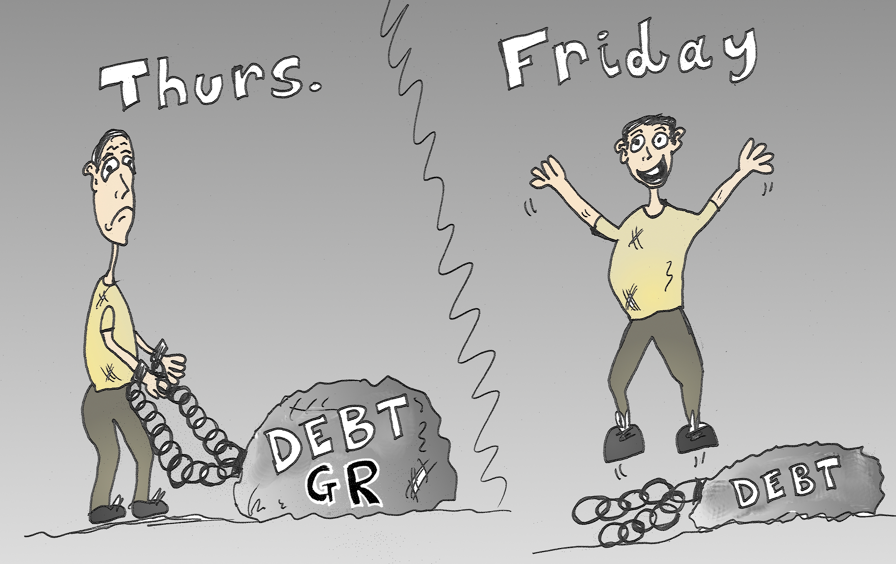 Binary Options News Cartoon Debt and Change