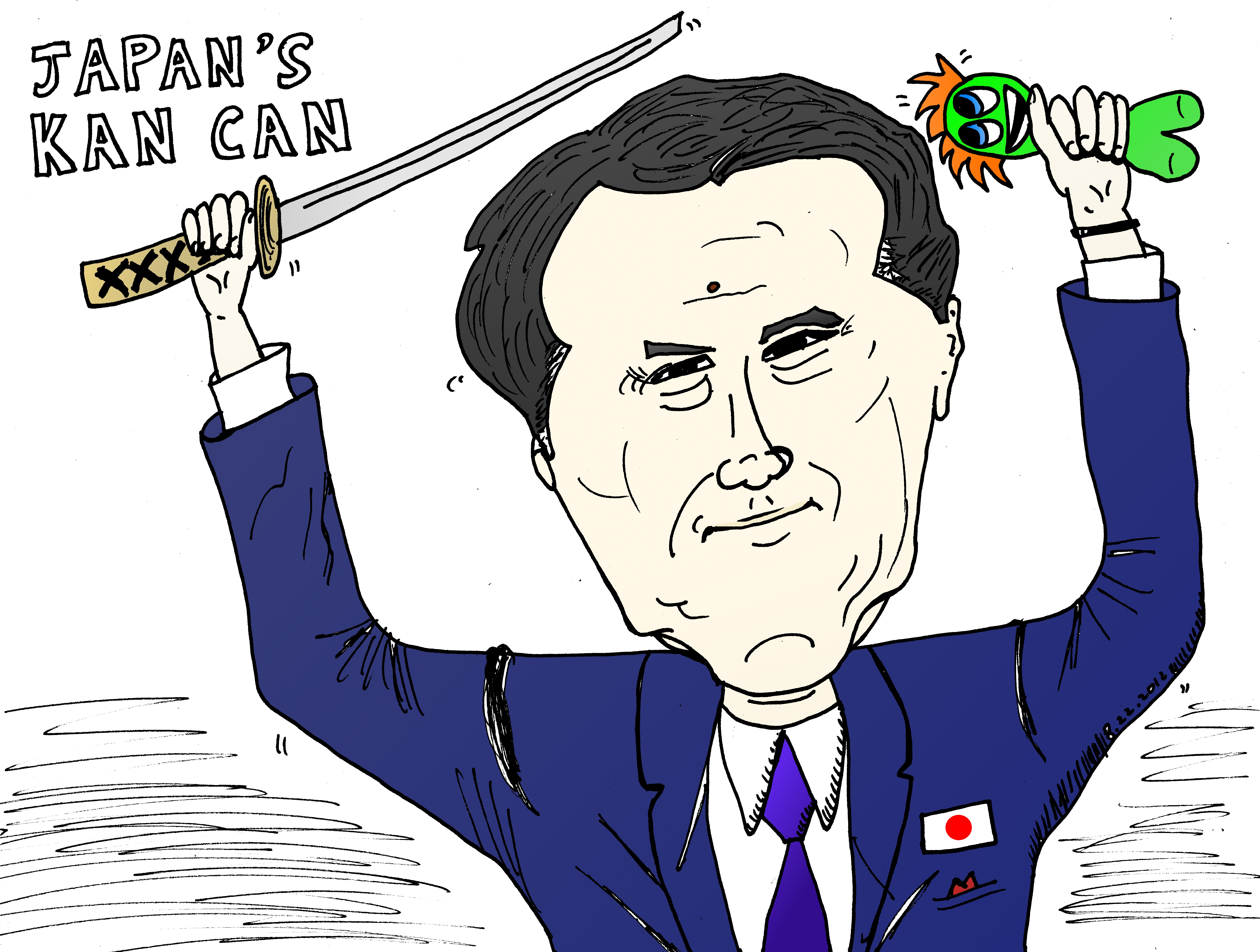 Japan's Prime Minister Kan Can caricature