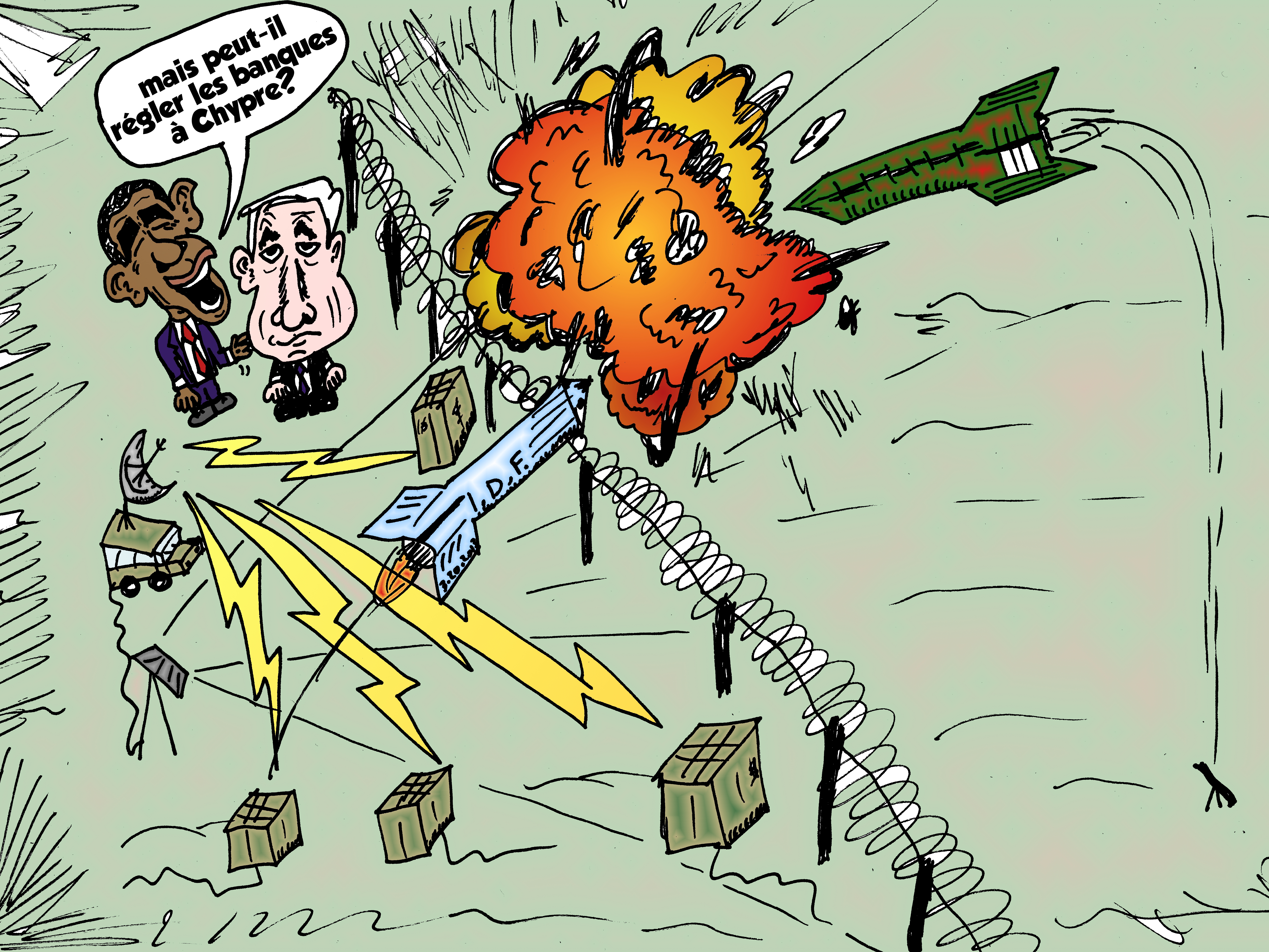 Le Iron Dome Netanyahu et Obama caricature