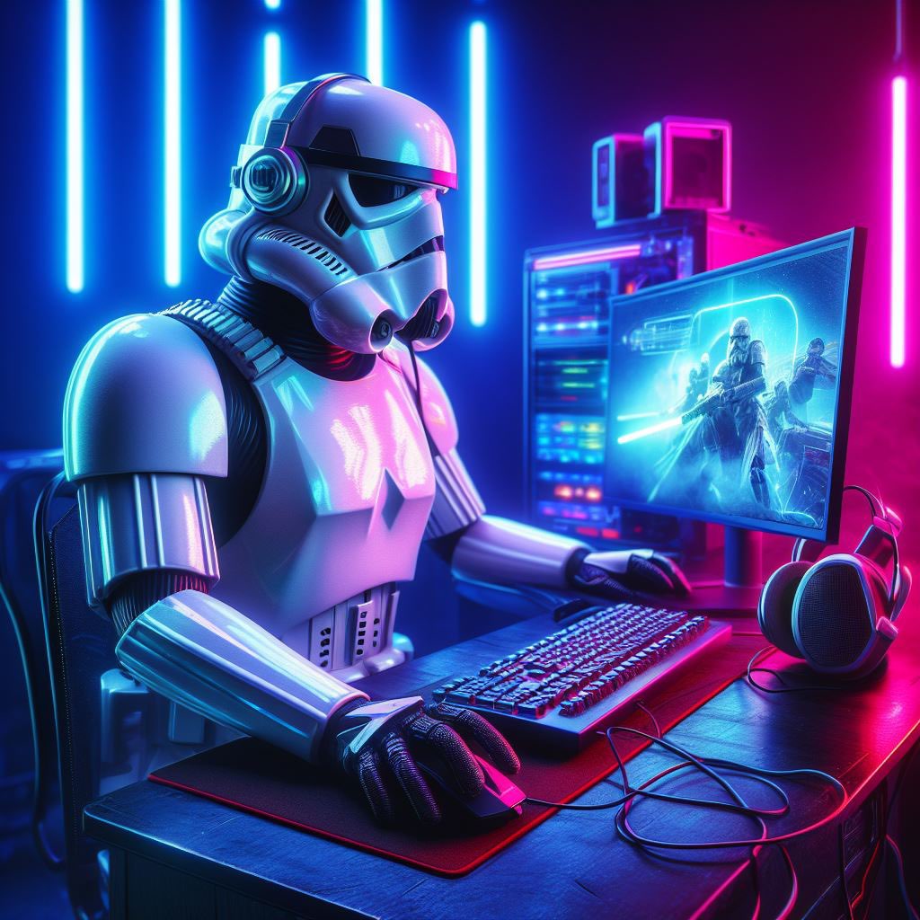 Stormtrooper Using A Computer Stormtrooper Gaming neon by ST0RMTROOP3R on DeviantArt