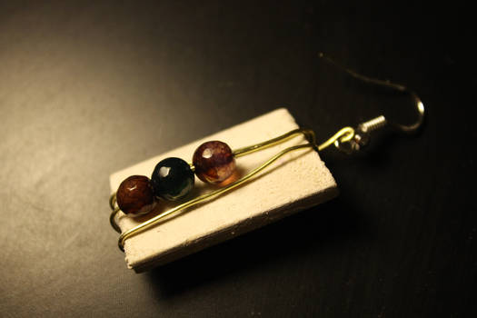 wooden earring with colored stones
