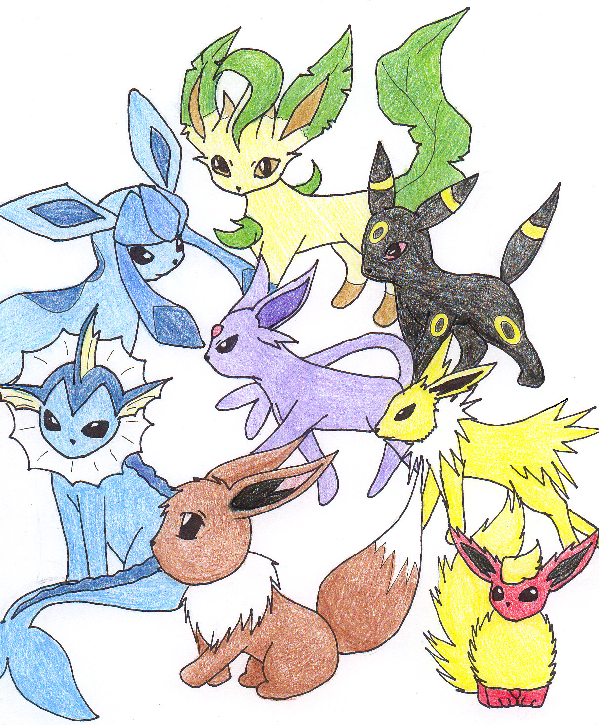 Drawing All EEVEE EVOLUTIONS - POKEMON 