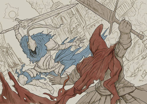 Dark Souls Red and Blue (Mostly Lineart)