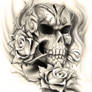 Skull rose tattoo design