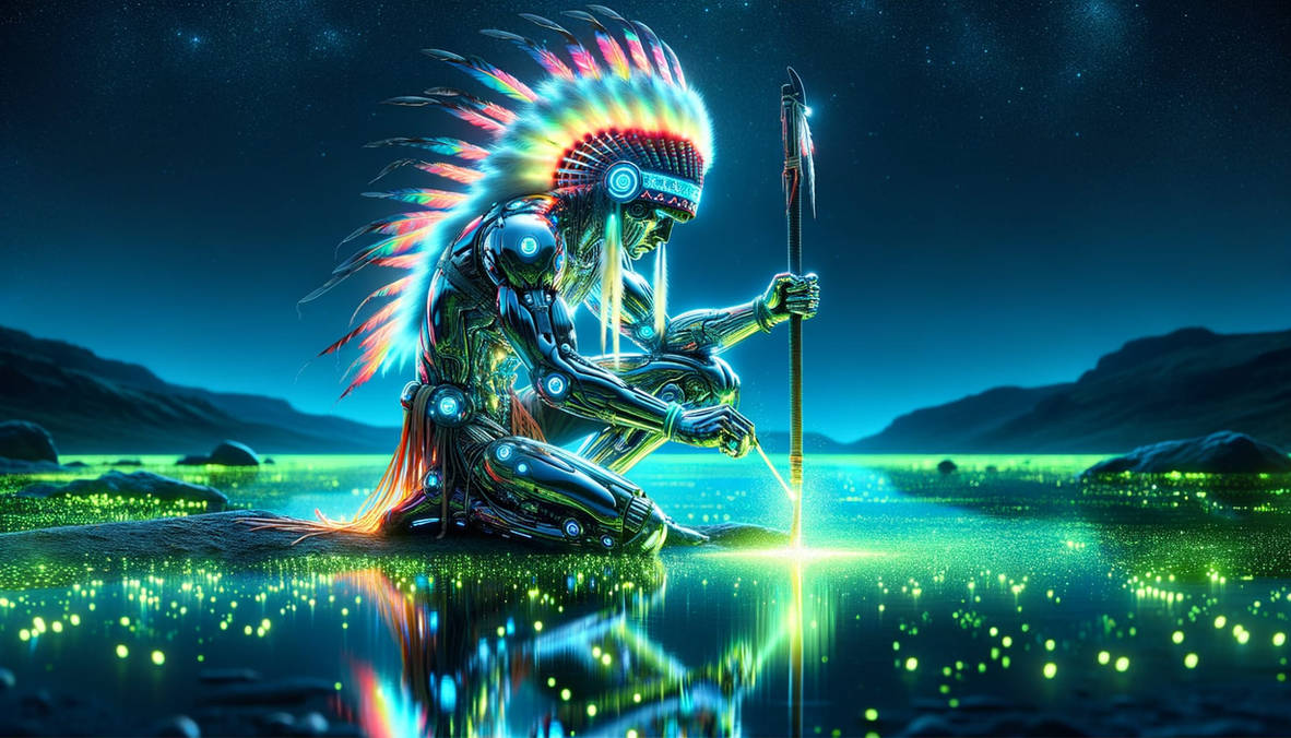 cyber native planting glowing seeds by NeoGzus on DeviantArt