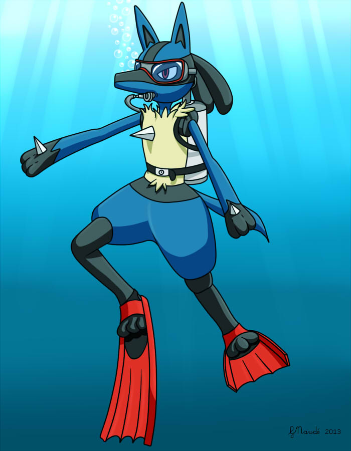 Commission: Scuba Diving Lucario