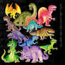 Vintage style innacurate dinosaur sticker dump