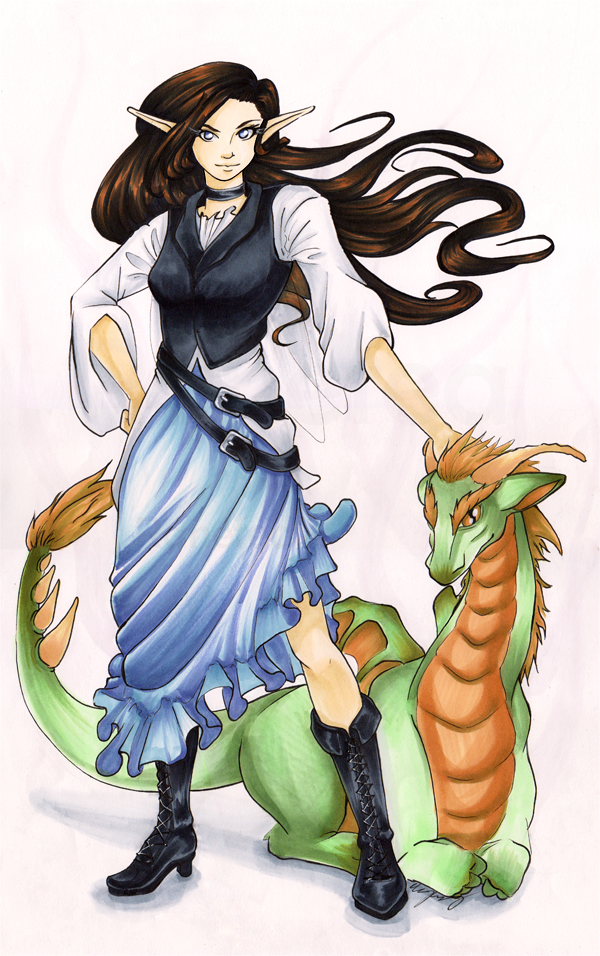 Faerie Girl and Dragon