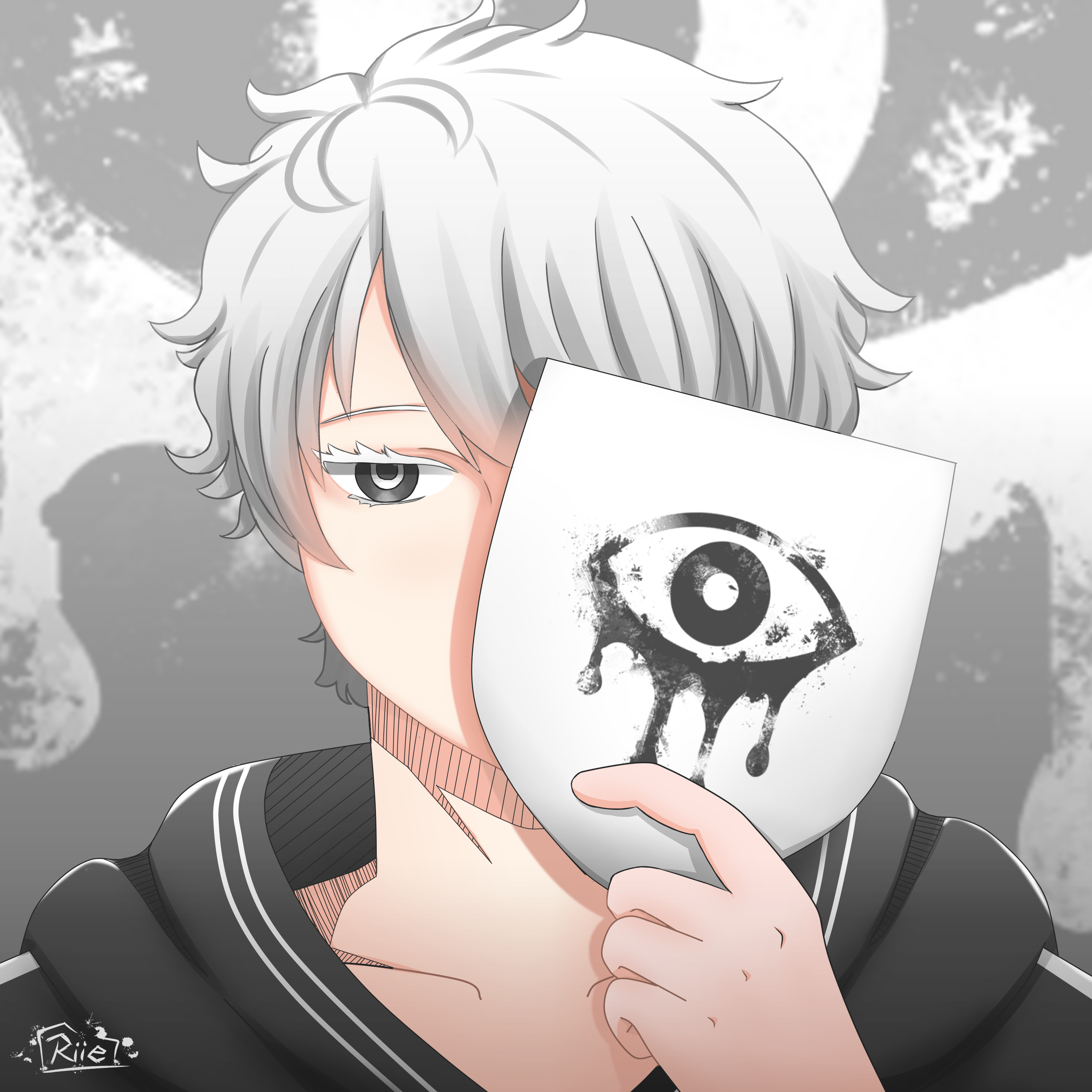 Anime Boy white hair with a mask by RiieArgyle on DeviantArt