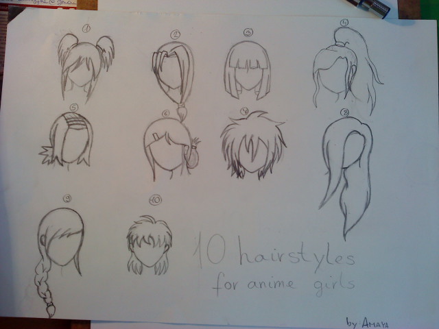 10 Anime Girl Hairstyles By Greenlovergirl On Deviantart