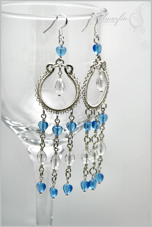 Sterling silver blue hearts earrings