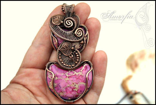 Sea sediment jasper and copper pendant