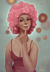 Girl with a pink wig