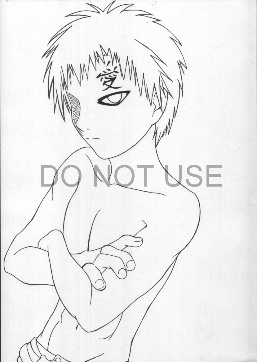 Shirtless Gaara - Lineart