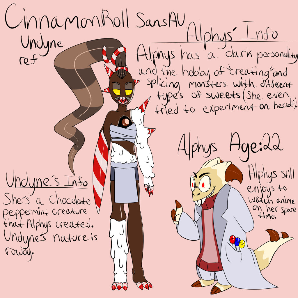 Alphys and Undyne ref for my CinnamonRoll Sans AU