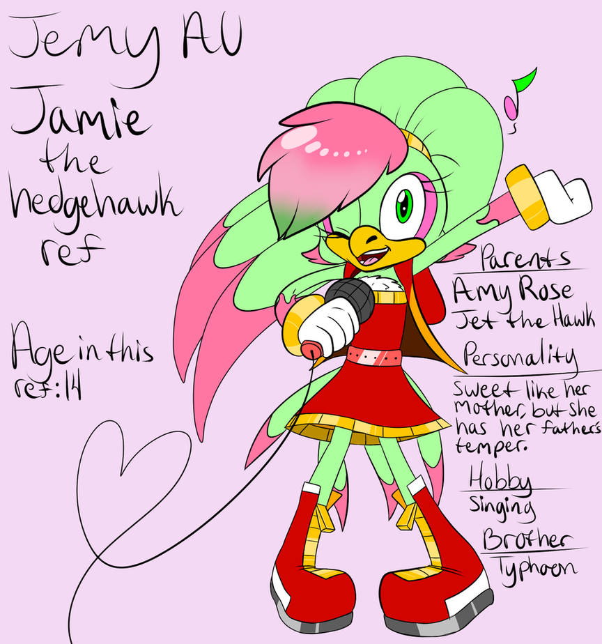 Jemy AU Jamie the hedgehawk ref by ArtsyGum on DeviantArt