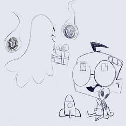 Baby Dib and a ghost doodle