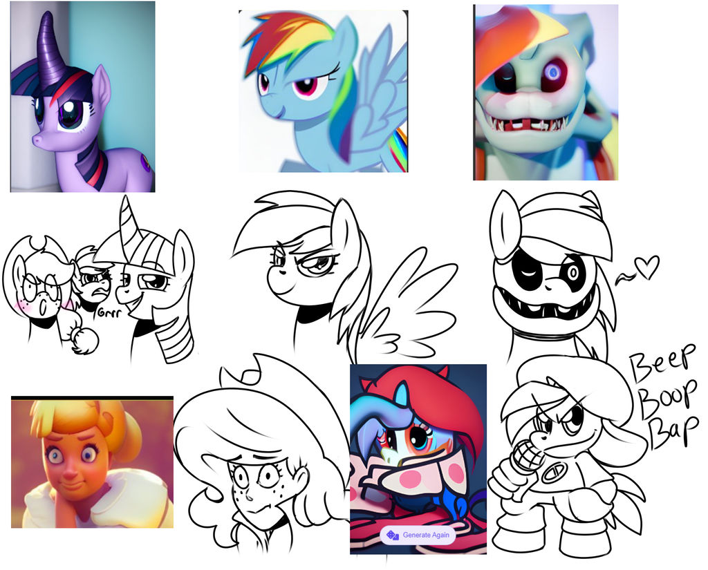 MLP AI art prompt redraw sketchdump by ArtsyGum on DeviantArt