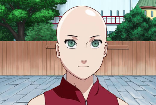 Sakura's smooth bald head