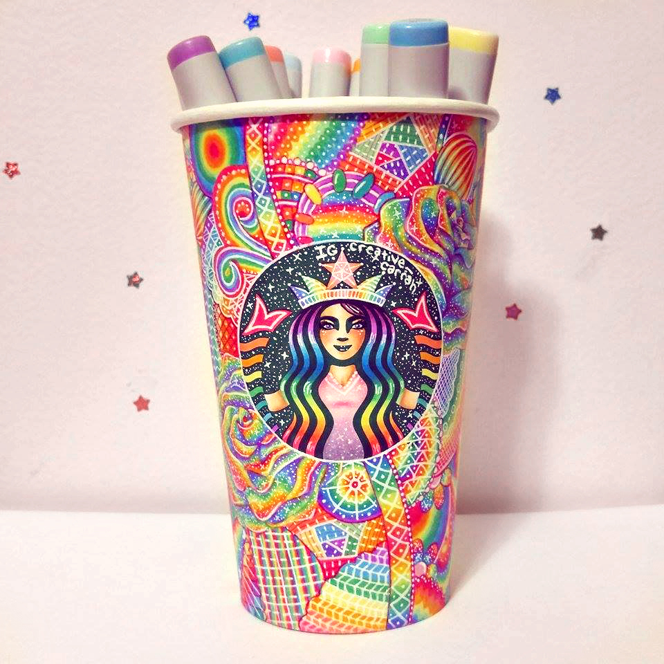 Rainbow Starbucks Cup Art