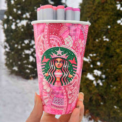 Pink Starbucks Cup Art