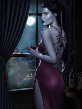 Widowmaker relaxing after a mission