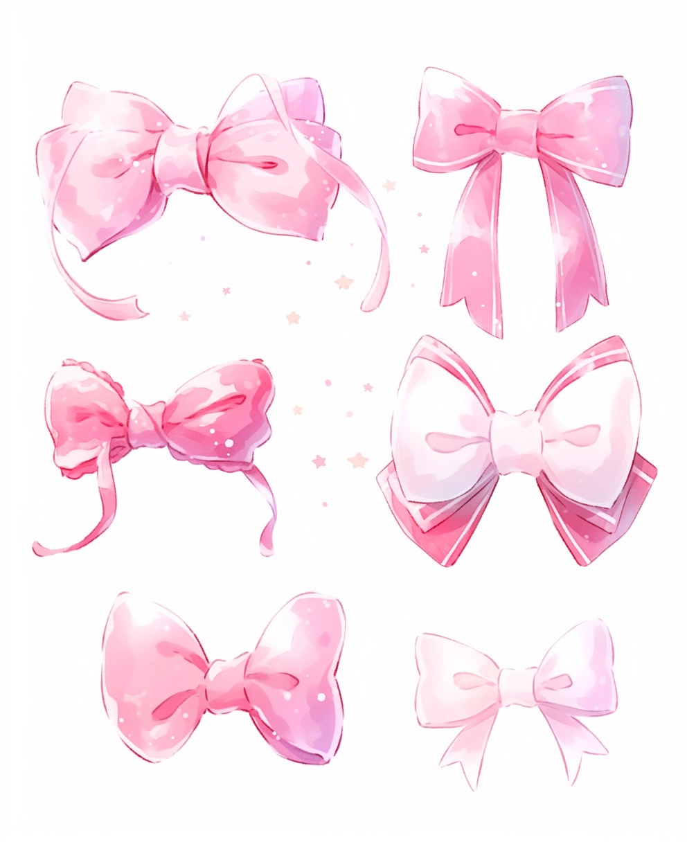 F2U] - Pink Bows Illustrations by SoftPeachys on DeviantArt
