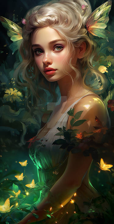 Forest Fairy with yellow butterflies