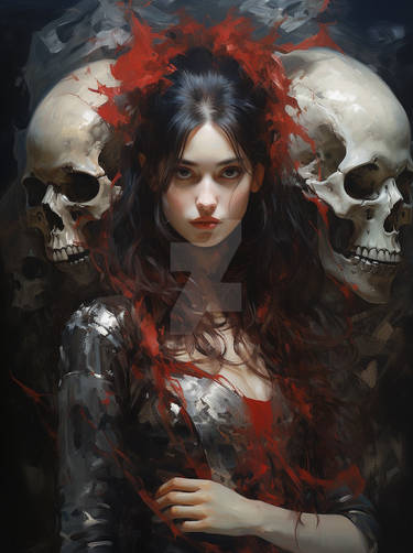 woman with skulls