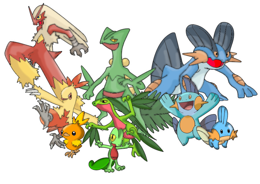 Hoenn Starters Colored by Advance996 on DeviantArt