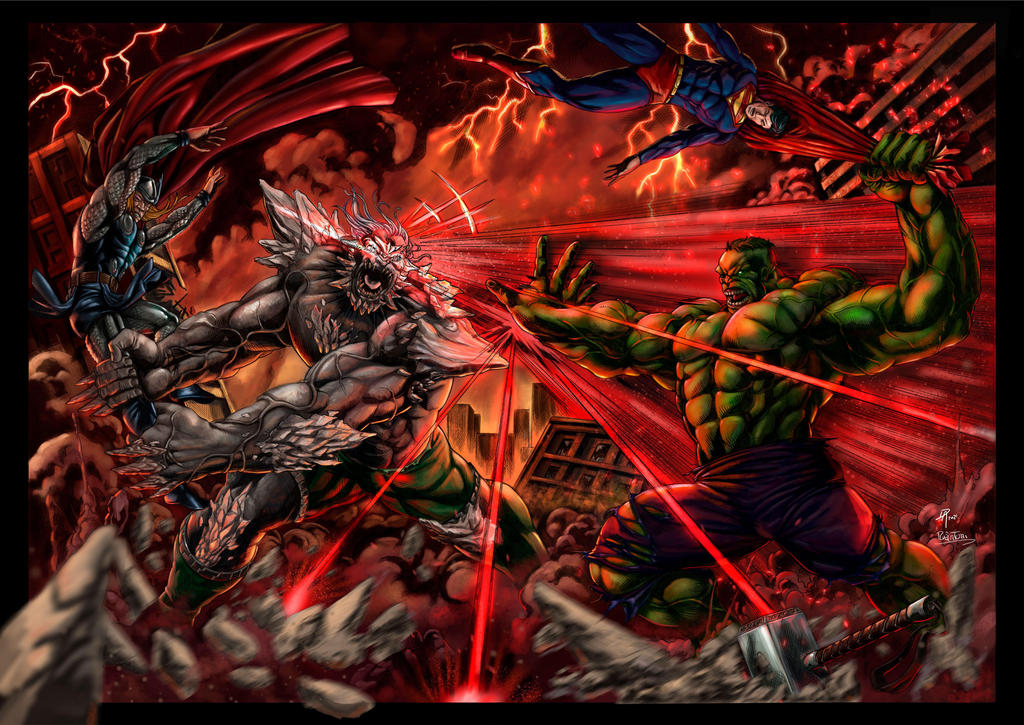 Кто сильнее кто же выиграл спор. Халк vs Думсдей. Hulk vs Doomsday. Думсдей Марвел. Халк против Думсдея.