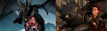 Hiccup, Margo, Toothless and King Thoron