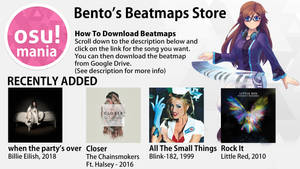 [DOWNLOAD LINKS] Bento's Osu!Mania Beatmap Store by BentoAUS