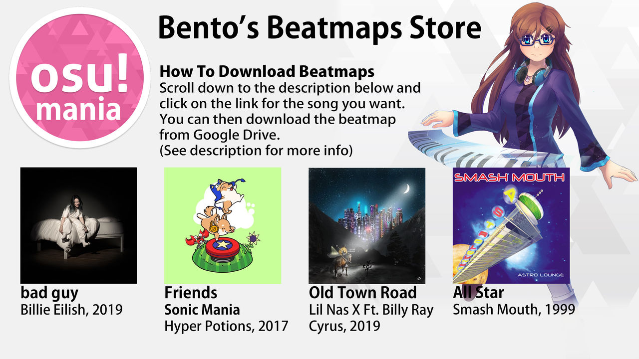 DOWNLOAD LINKS] Bento's Osu!Mania Beatmap Store by BentoAUS on