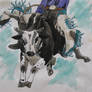 Bull Riding Watercolor