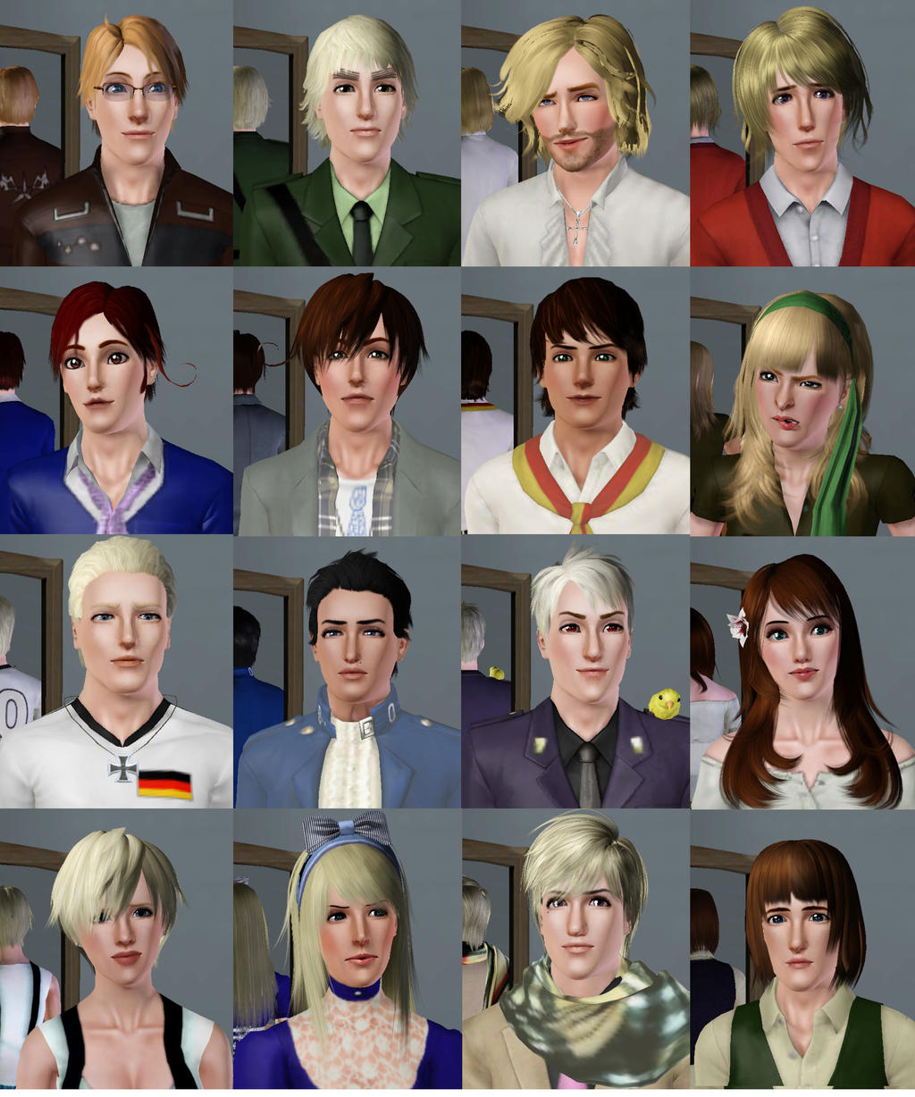 Hetalia Characters in SIMS 3